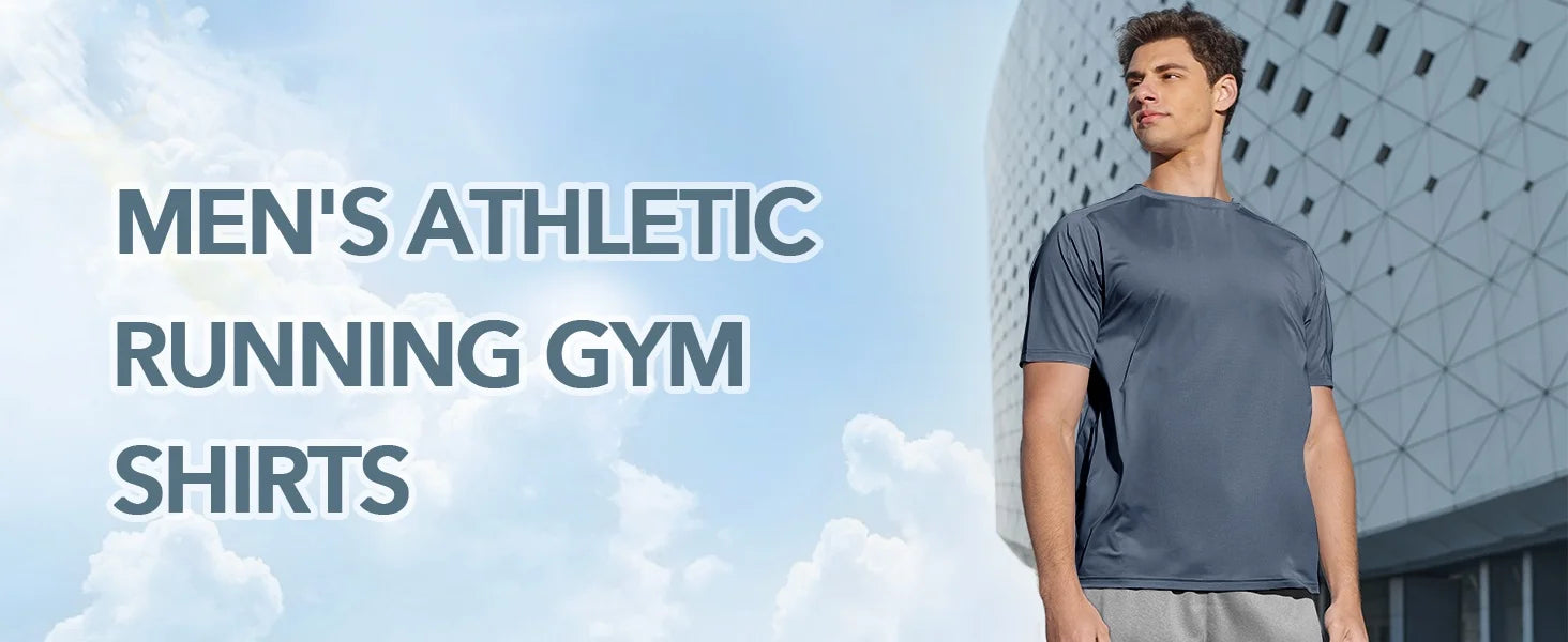 Mens Gym T Shirt Tennis Sports T Shirt Mens Breathable Fishing Clothing Quick Dry Crew Neck Mountaineering T Shirt Neutral