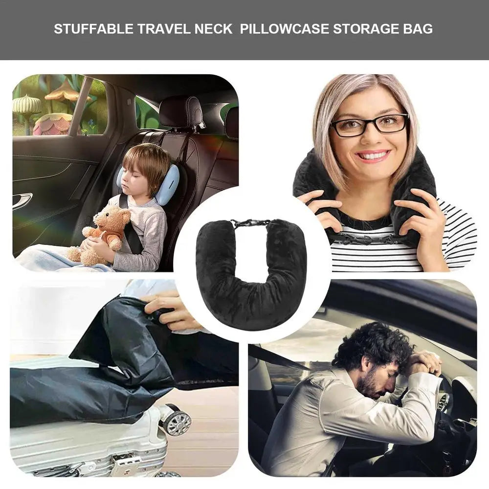 Travel Neck Pillow That You Stuff With Clothes Portable Outdoor Travel Storage Bag Pillow Car Headrest Household U-shaped Pillow