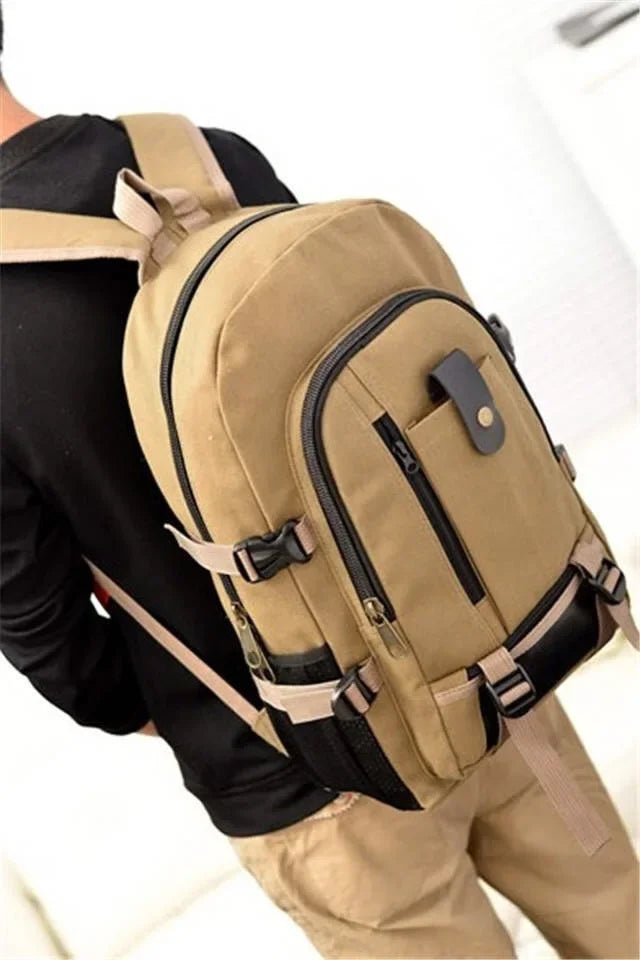 2023 Mountaineering Bag Backpack for Men Canvas Large Capacity High School Backpacks Outdoor Travel Camping Bag Computer Bag