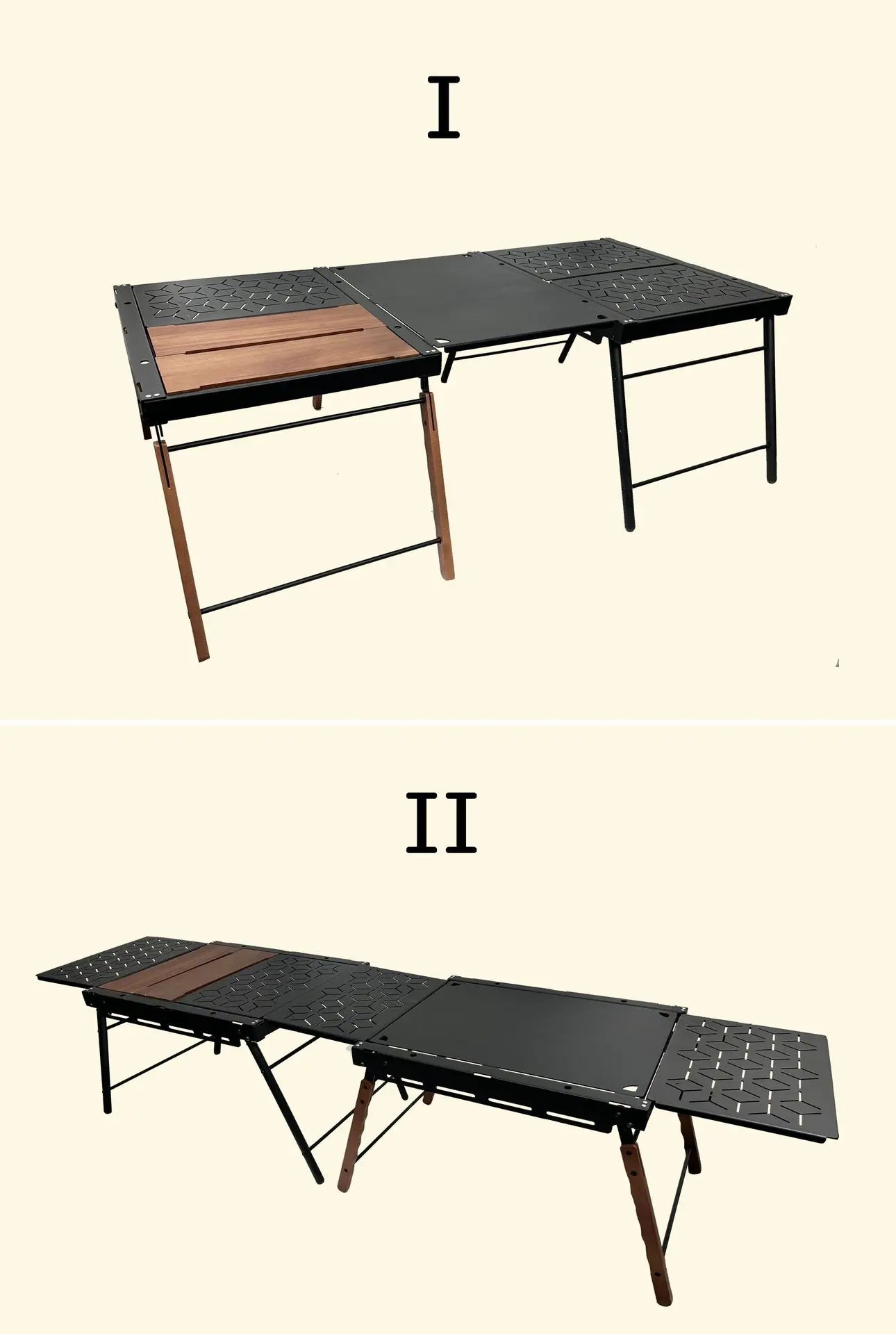 Outdoor IGT Table Aluminum Alloy Two Unit Expansion Table Multi Functional Blackening Lightweight Folding Table