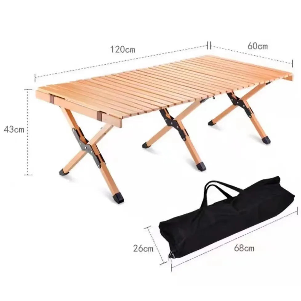 Folding Outdoor Table and Chair Set with Solid Wood and Aluminum Alloy for Picnic and Camping Coffee Tables Rolling IGT Wildmini