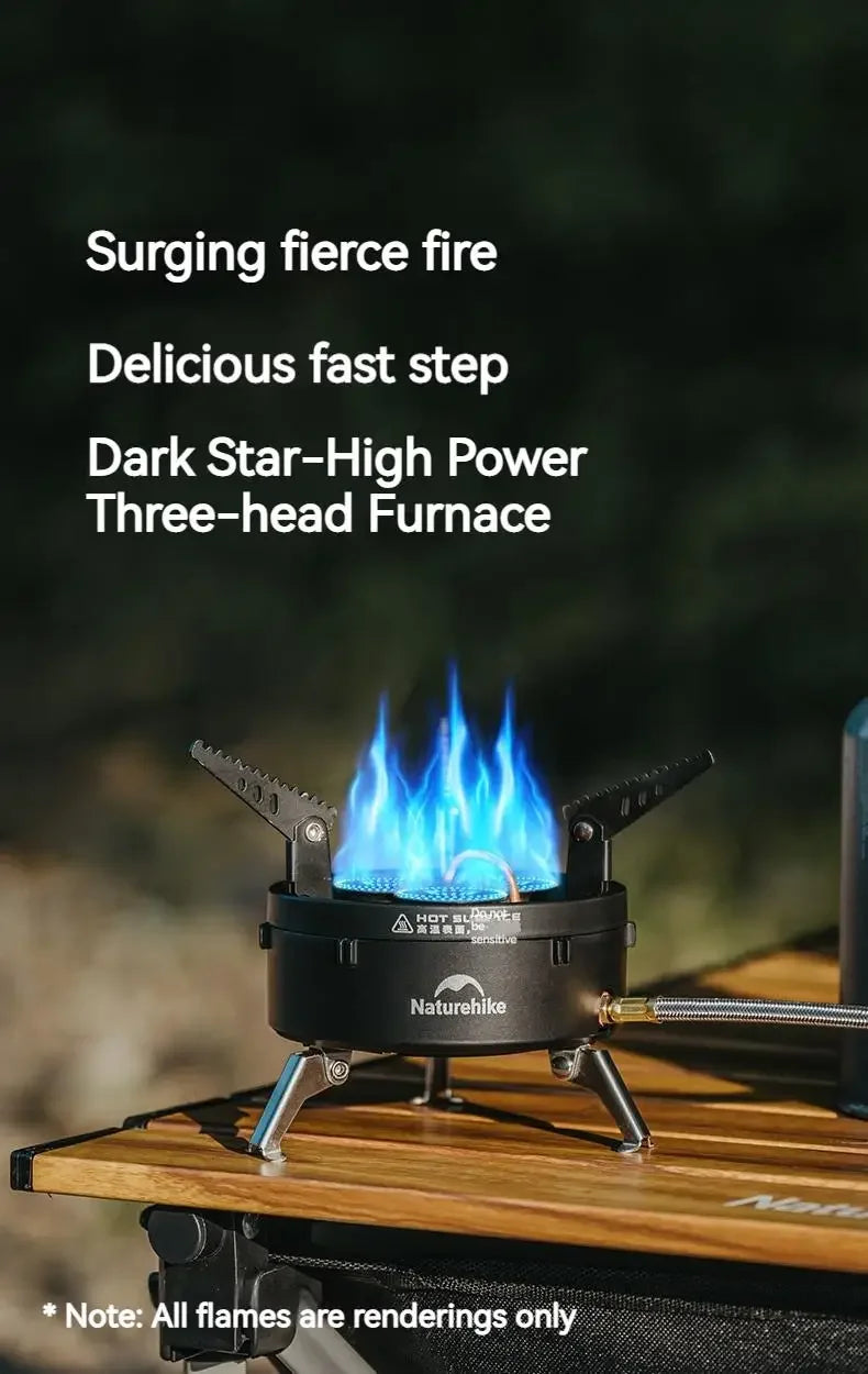 Naturehike Dark Star Gas Stove Three Burner Burner IGT Table Stove Top 3300W Outdoor Camping Picnic Electric-ignite Adjustable