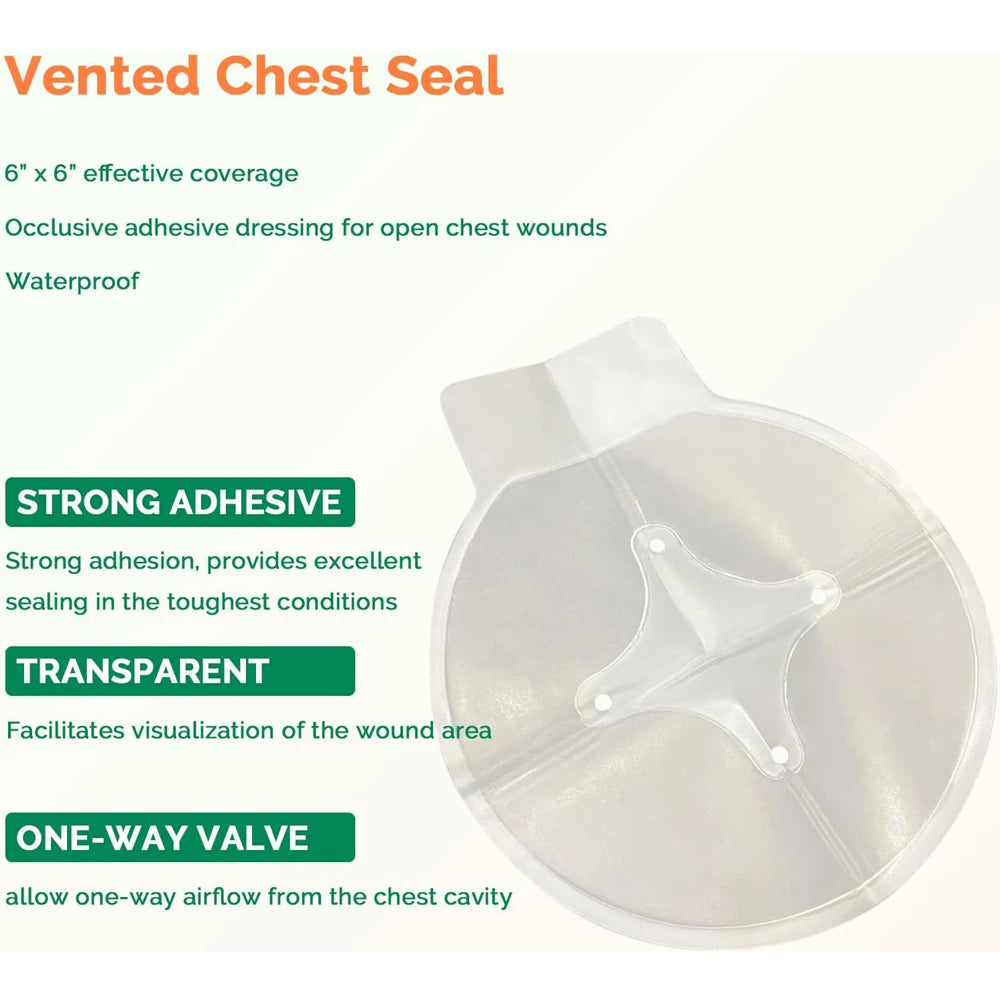 Vented Chest Seal Trauma Kits Emergency Medical Occlusive Chest Seal Dressing First Aid Chest Trauma Care Rescue Bandage