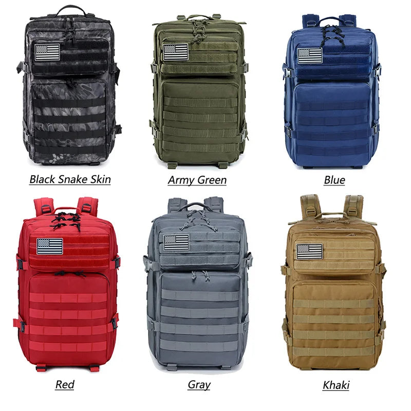 QT&QY Tactical Backpacks Outdoor 45L Large Capacity Man 3 Days Molle Hking Bags For Outdoor Trekking Camping Backpack