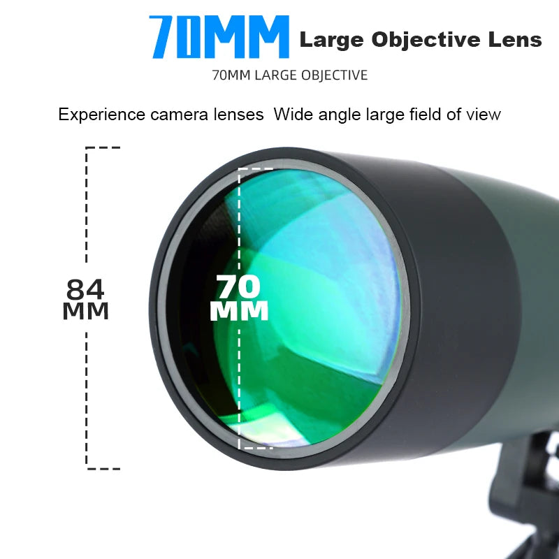 25-75x70 HD Spotting Scope Zoom Monocular Telescope BAK4 Prism ED Lens IPX6 Waterproof for Target Shooting Bird Watching Camping