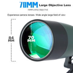 25-75x70 HD Spotting Scope Zoom Monocular Telescope BAK4 Prism ED Lens IPX6 Waterproof for Target Shooting Bird Watching Camping