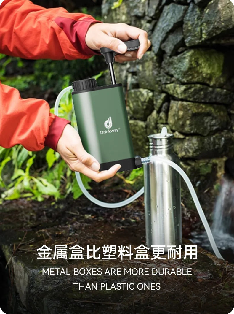 Outdoor Camping Metal Single Soldier Water Purifier Outdoor Exploration Emergency Survival Tool Large Capacity Filtration