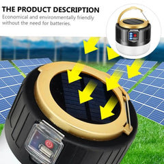 Solar LED Camping Light Waterproof Portable Tent Lamp Rechargeable Lanterns Outdoor Emergency Lights Market Energy Saving Bulb