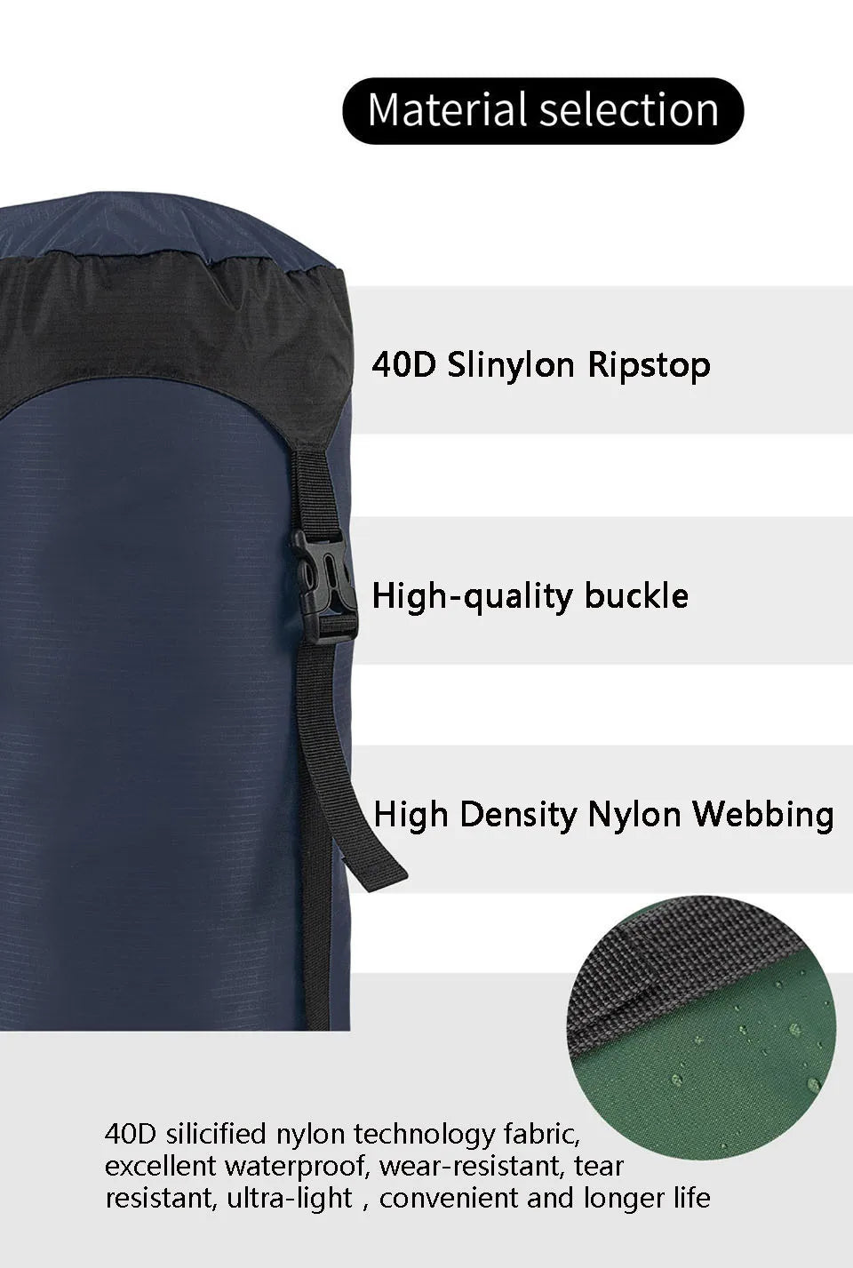 Upgrade 40D 10-35L Ultralight Waterproof Nylon Compression Stuff Sack for Sleeping Bag 40% Space for Camping Hiking Backpacking