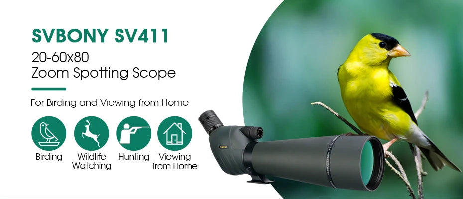 SVBONY Bird Watching Telescope SV401/SV411/SV13 20-60X80 Spotting Scope Waterproof Camping Equipment for Moon Target Shooting