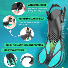 Professional Snorkeling Foot Diving Fins Adjustable Adult Swimming Fins Flippers Swimming Equipment Water Sports Child Kid Adult