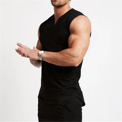 Gym Clothing V Neck Cotton Bodybuilding Tank Top Mens Workout Sleeveless Shirt Fitness Sportswear Running Vests Muscle Singlets