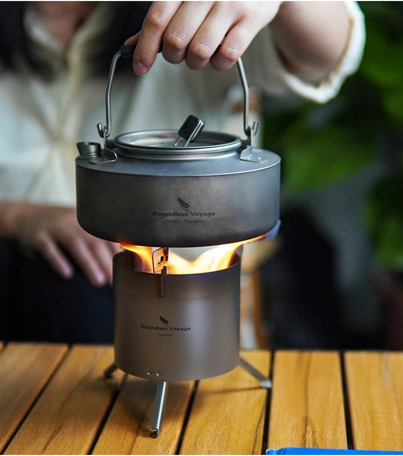 Boundless Voyage Camping Titanium Wood Stove Folding Mini Alcohol Stove Roll Heater Furnace Outdoor Cookware Lightweight Cooker