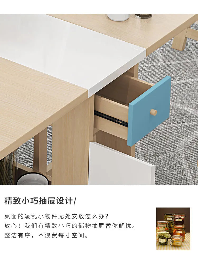 Folding dining table and chair combination Nordic dining table household small apartment modern simple solid wood multifunctiona