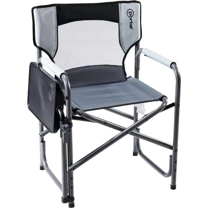 Foldable Camping Two-Way Rotating Side Table Outdoor Folding Chair Heavy Duty Support 300 lbs for Lawn Patio Beach