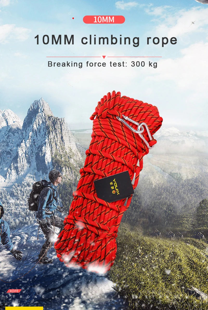 10m20m Outdoor Rescue Rope Mountaineering Safety Rope Mountaineering Safety Escape Auxiliary Rope Wild Hiking Survival Equipment