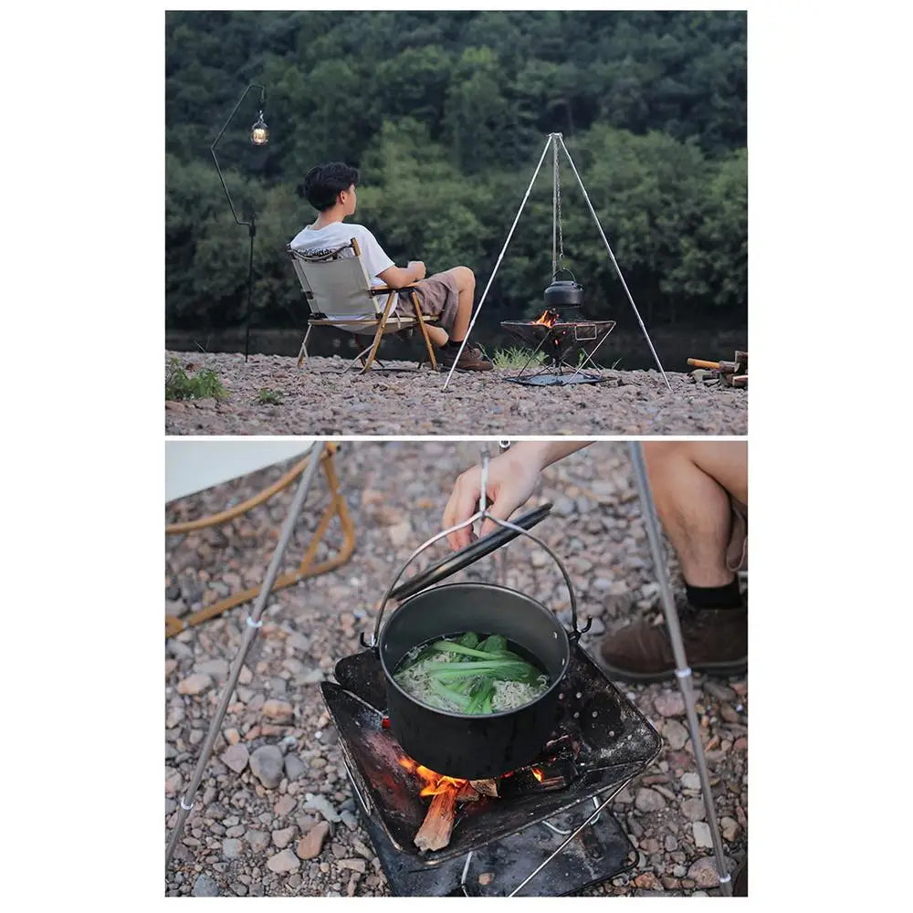 Outdoor Large Bonfire Tripod Portable Camping Campfire Cooking Pot Hanging Triangle Stand Rack Adjustable Hang Chain