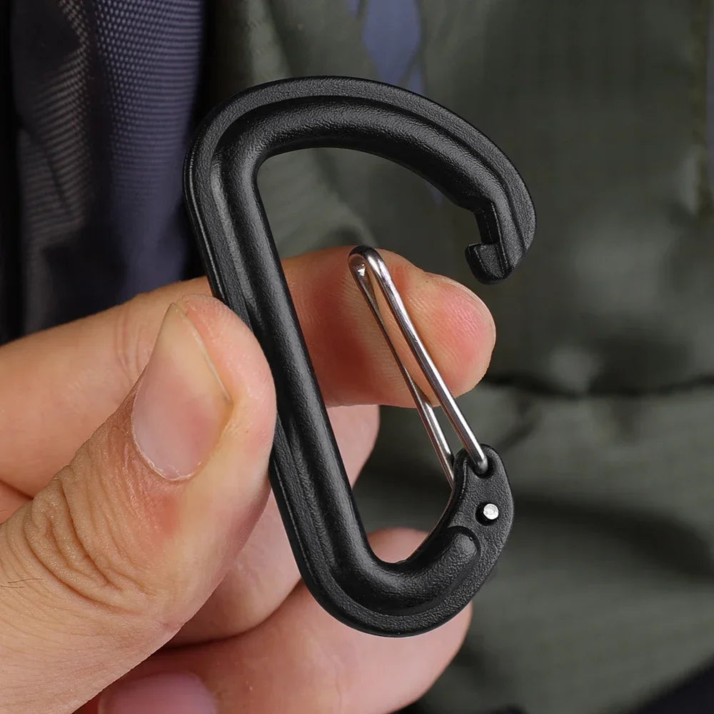 5/10/20pcs D Shape Plastic Carabiner D-Ring Key Chain Spring Hook Backpack Molle Carabiner Clasp Outdoor Camping Tool 56*35mm