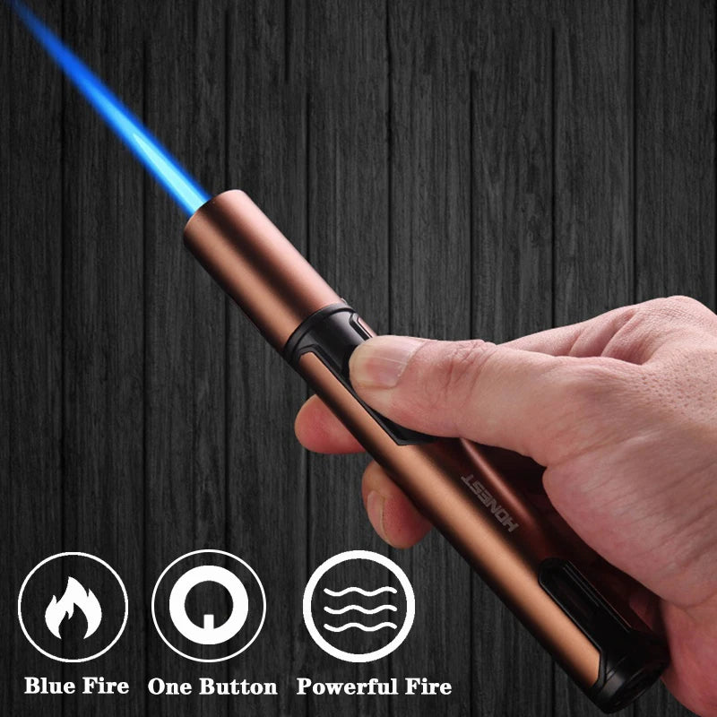 New HONEST Metal Torch Windproof Lighter Refillable Pen Lighter Jet Flame Butane Lighter Kitchen BBQ Candle Camping Men's Gadget