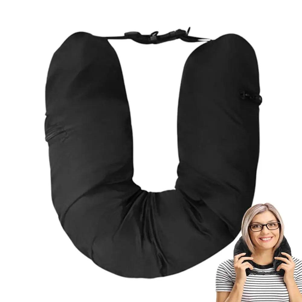 Travel Neck Pillow That You Stuff With Clothes Portable Outdoor Travel Storage Bag Pillow Car Headrest Household U-shaped Pillow