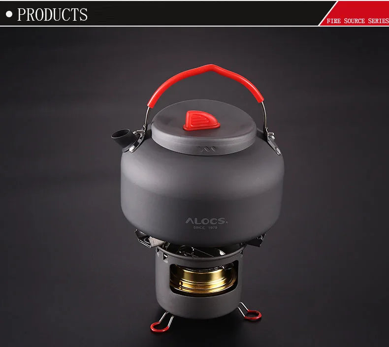 ALOCS B13/K04 Outdoor Camping Alcohol Burn Stove with Stand Folding Picnic Outdoor Stove Camping Cookware with Kettle