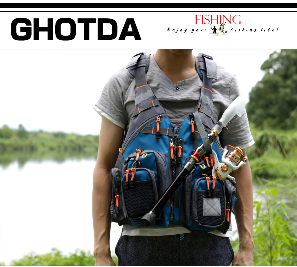 Ghotda Life Jacket for Fishing Professional Sea portable flotation Suit  Summer Big Buoyancy Lure Pocket Vest