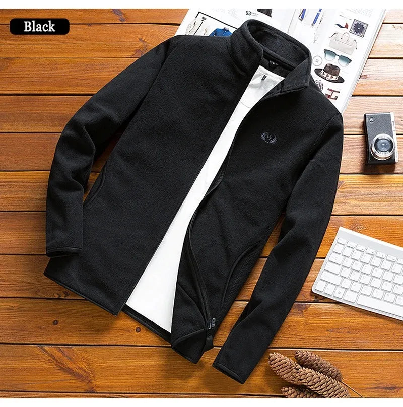 Men's New Casual Versatile Shaker Fleece Fleece Soft Shell Jacket Loose Cardigan Outdoor Sports Thickened Jacket