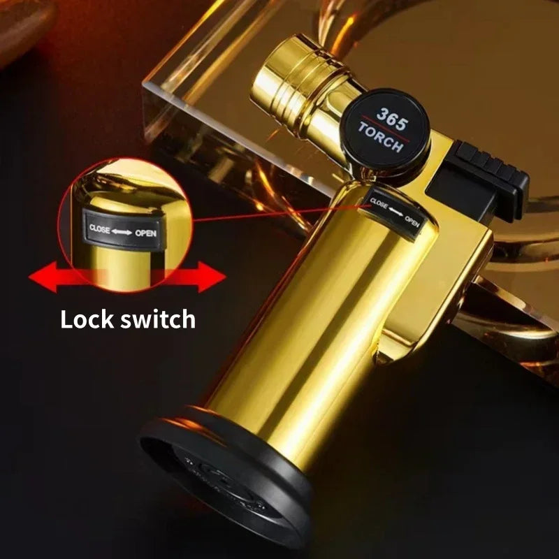 New Metal Double Flame Cigar Lighter Windproof Butane Gas Lighter Outdoor Camping Kitchen Barbecue Torch Lighter