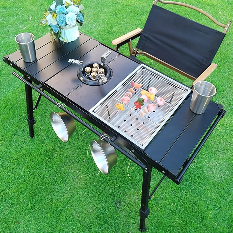 Lohascamping Lightweight Camping Folding multifunctional IGT table roll Brazier table adjustable leg Desktop burner bbq table