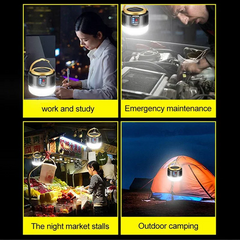 Solar LED Camping Light Waterproof Rechargeable Tent Lamp Portable Lanterns Emergency Lights Market Lamp Energy Saving Bulb