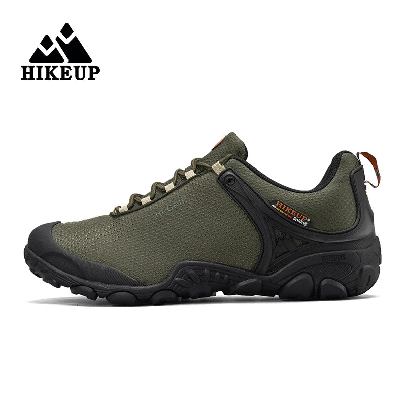 HIKEUP New Hiking Shoes Elevated Insoles Wear-resistant Outdoor Sport Men Shoes Lace-Up Men's Climbing Trekking Hunting Sneakers