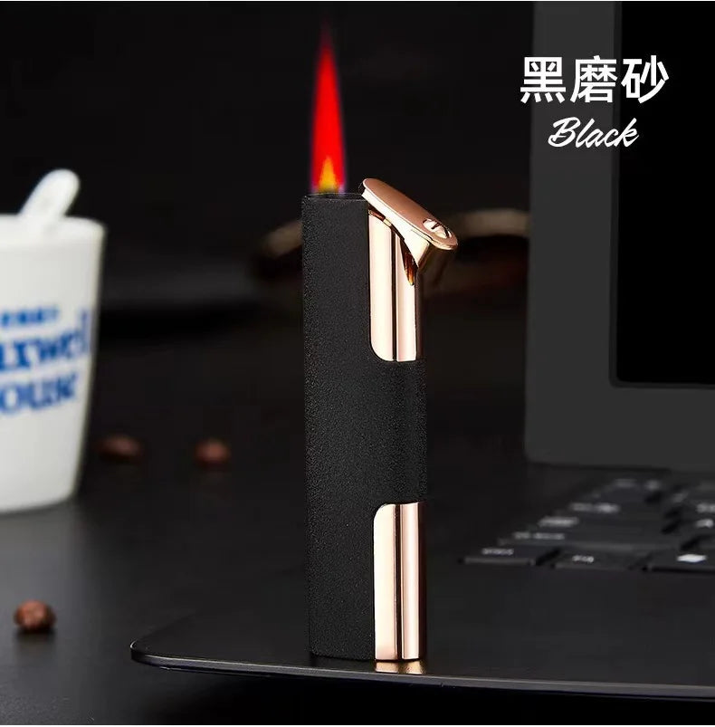 Cool Fashion Butane Windproof Metal Lighter Simple Portable Lighter Cigarette Cigar Accessories Men's Gift Outdoor Camping Tool