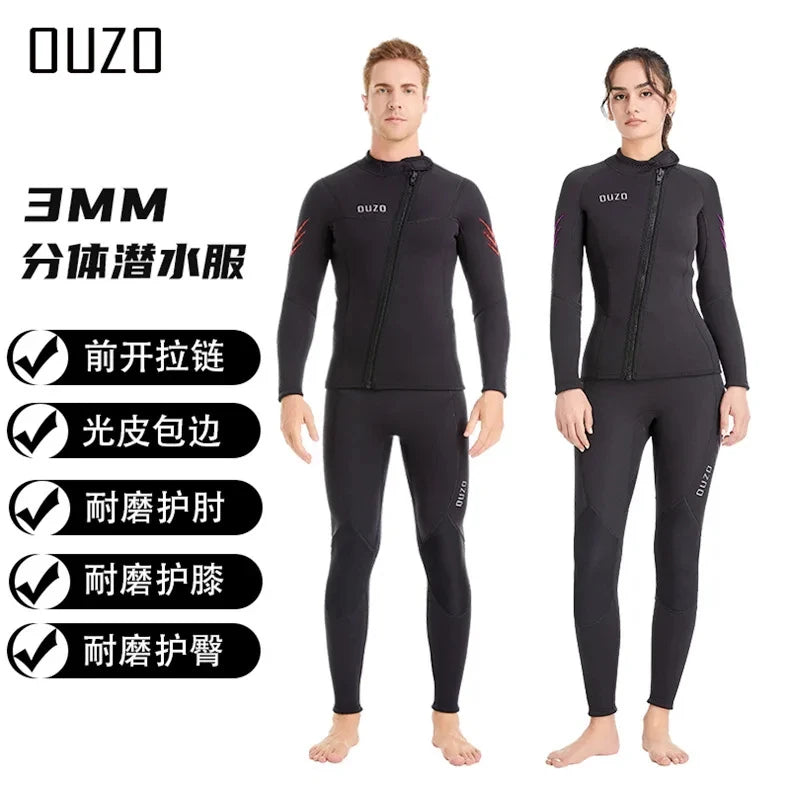 3MM Men Wetsuit Neoprene Underwater Keep Warm Women Diving Suit Surf Surfing Spearfishing Jacket Pants Snorkeling Equipment