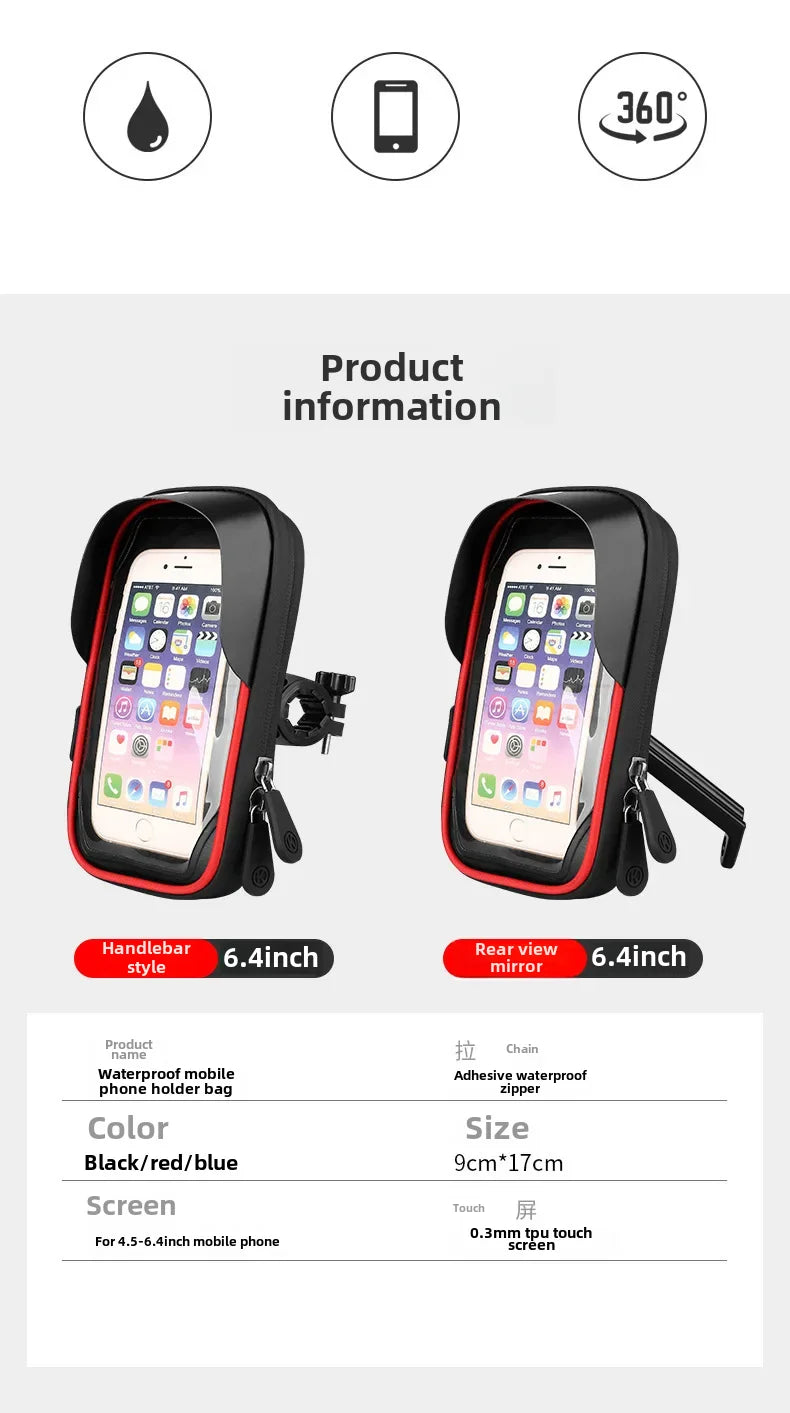 Multifunctional Phone Holder Bag Takeaway Touch Screen Bag Waterproof Bicycle Bag Shockproof Motorcycle Riding Navigation Bra...