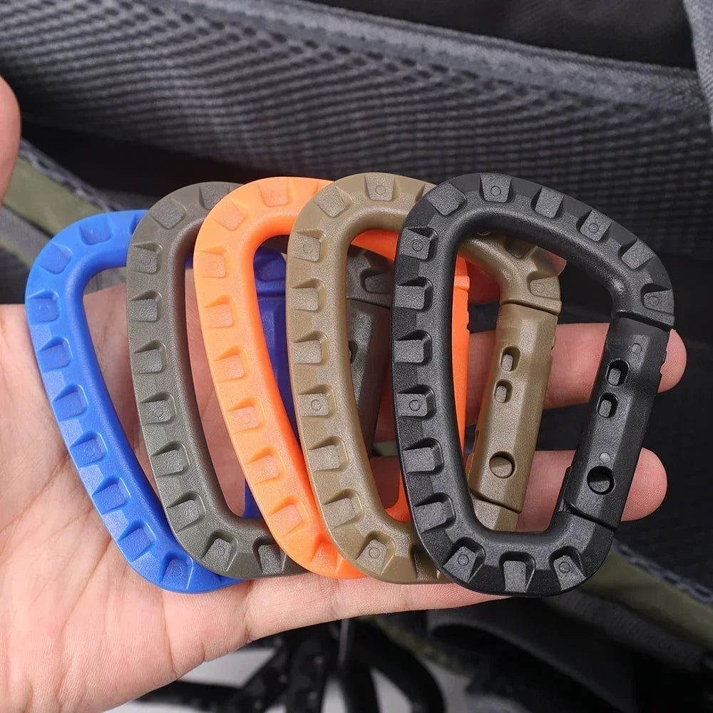 5/10PCS Tactical Backpack Buckle Fast Tactical Carabiner Plastic Hook D Shape Mosqueton EDC Gear for Outdoor Camping Accessories