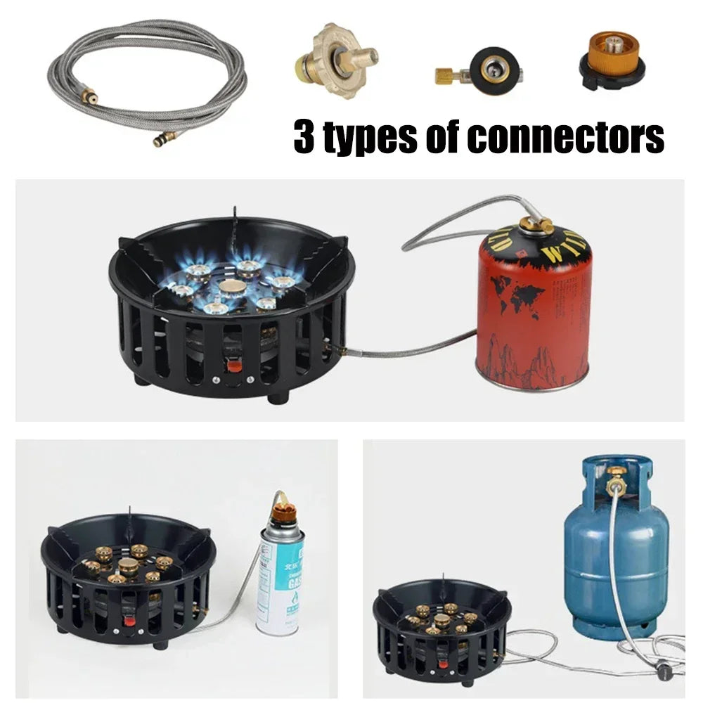 19800/21000W 7-Core Camping Stove High-Power Gase Burner Windproof Stove Electronic ignition Outdoor Stoves Hiking Camping 2023