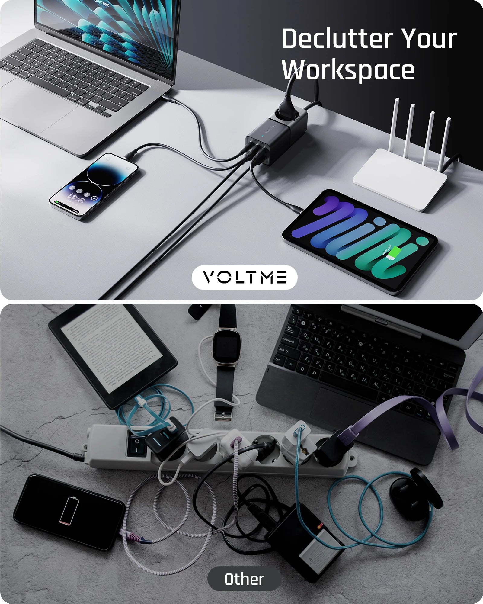 VOLTME 75W Charging Station USB C Charger Portable Power Strip for iphone 15 GaN Desktop Charger Super Fast Charging For Samsung