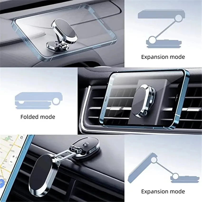 Rotating Folding Magnetic Bracket Car Dashboard Navigation Metal Bracket Suspension Multiangle Adjustment Mobile Phone Universal