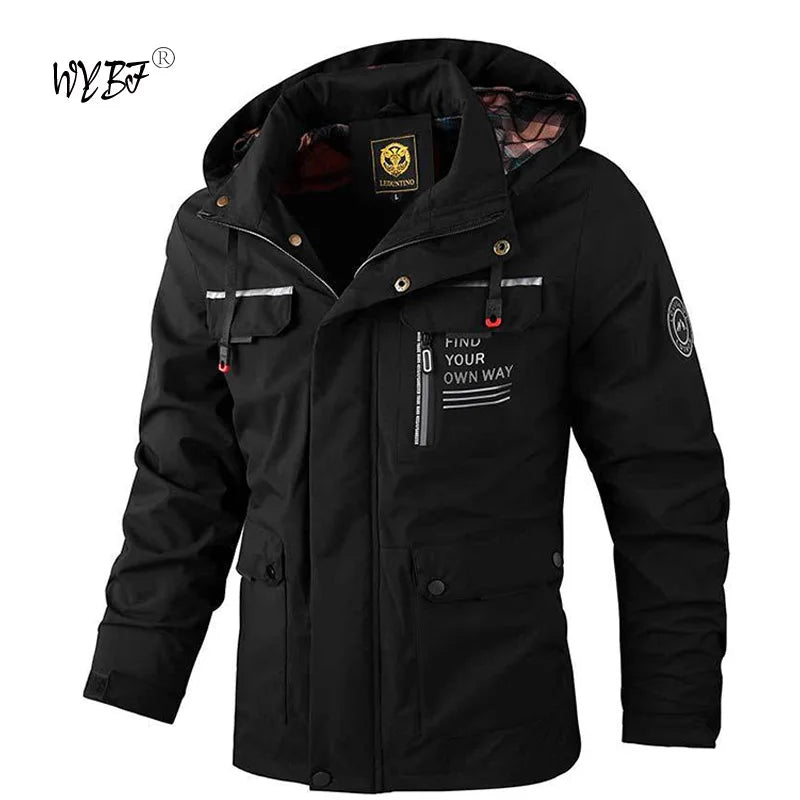 2024 Fashion Men Casual Windbreaker Jacket Hooded Jacket Man Waterproof Outdoor Soft Shell Coat Clothing Fishing Climb Jacket