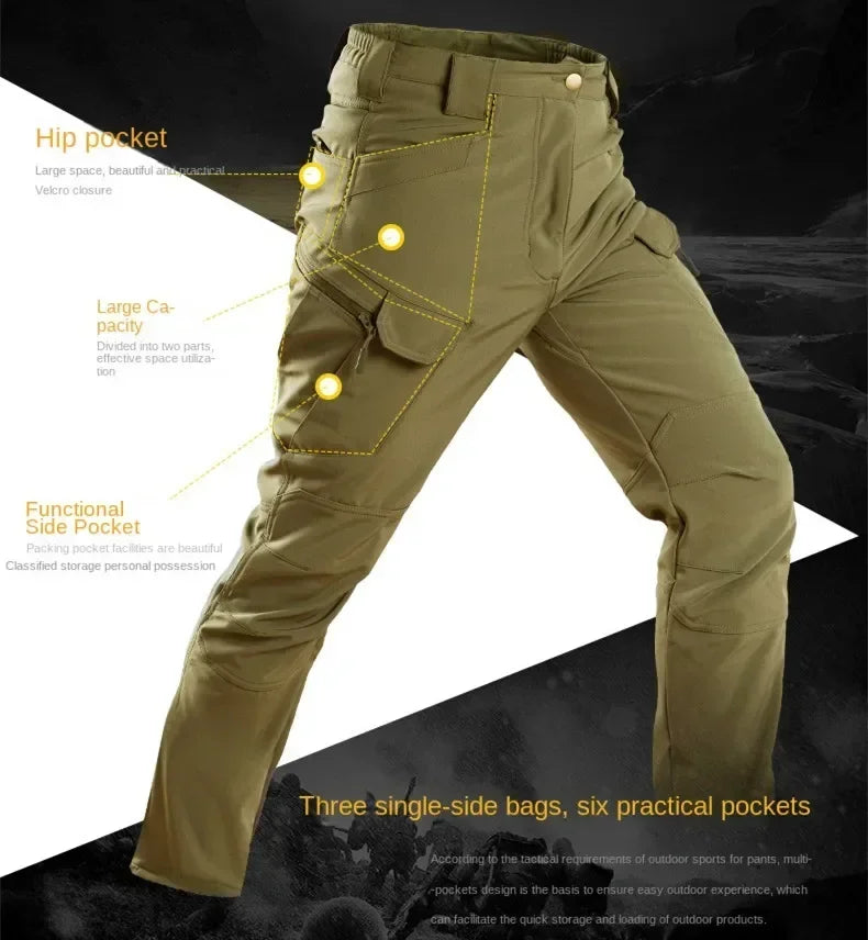 GL Waterproof and Warm Soft Shell Wool Fleece Wear-resistant Knee Double Layer Thickened Special Pants Jacket