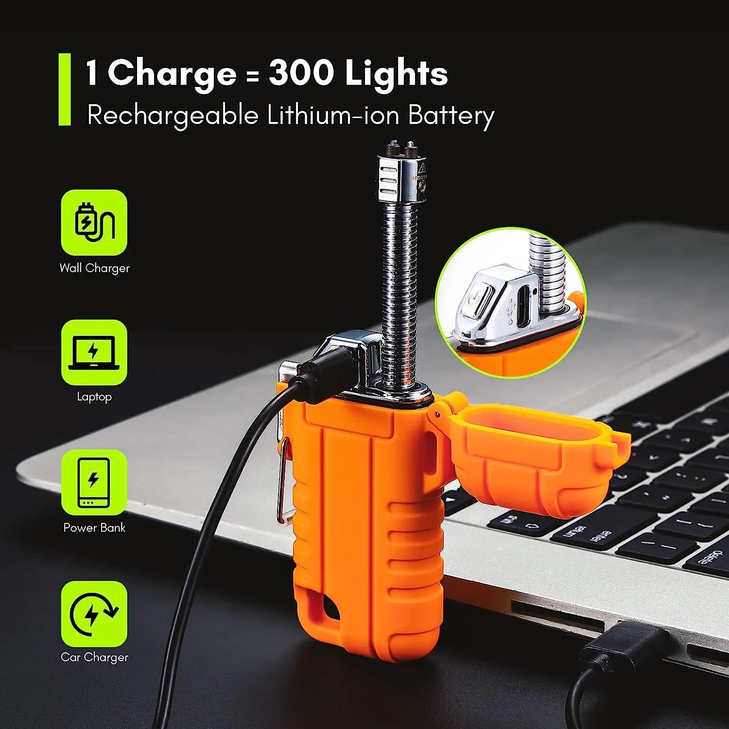 Outdoor Pendant Waterproof and Windproof Double Arc with USB Rechargeable Lighter Flameless Suitable for Camping Men's Tool