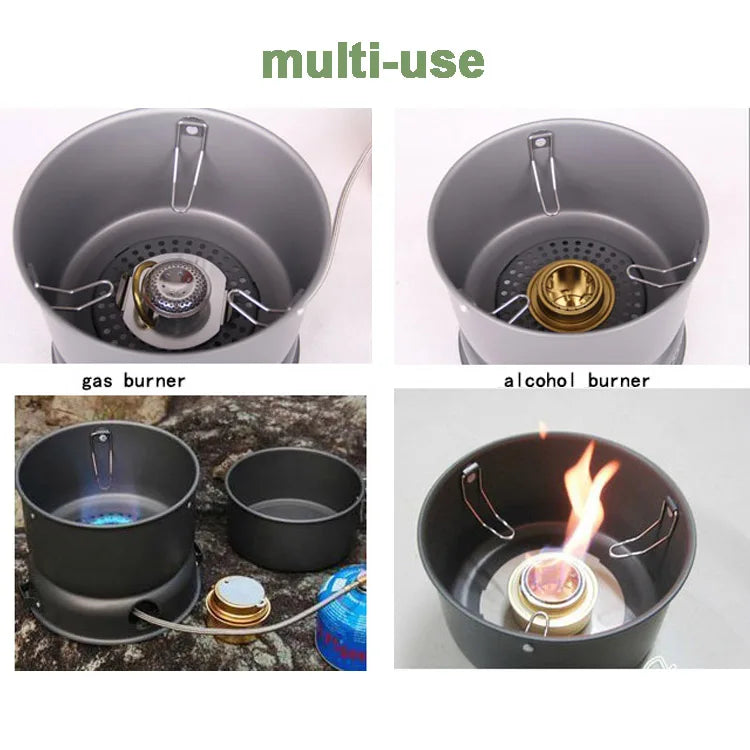 Bulin Multipurpose Outdoor Alcohol/Gas Stove With Cookware Pot for Camping and Hiking Survival