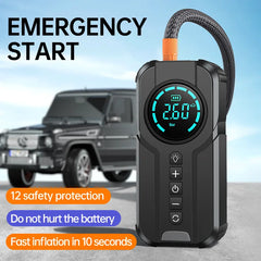 4 In 1 Car Jump Starter Power Bank Air Compressor Inflator Pump 1000A Portable Power Station 8400mAh Car Battery Charger Booster