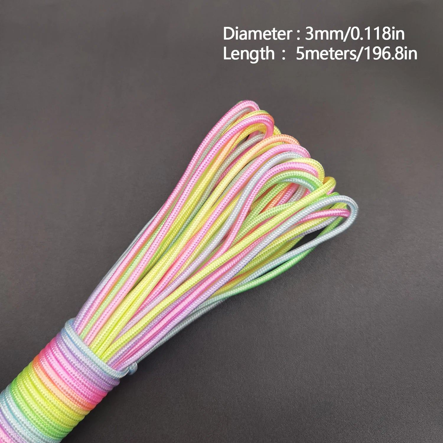 31 meters 2mm /3mm /4mm diameter Rainbow rope 7 strands parachute rope Climbing camping survival gear parachute rope bracelet