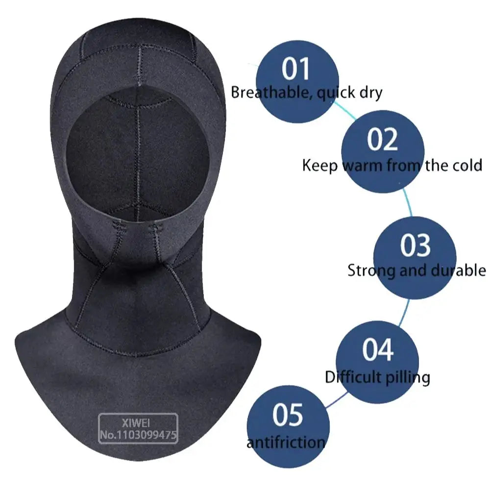 5mm/3mm Neoprene Swim Cap Diving Hood Snorkel Scuba Hat Kitesurf Windsurf Surf Hat Underwater Spearfish Fishing Diving Equipment