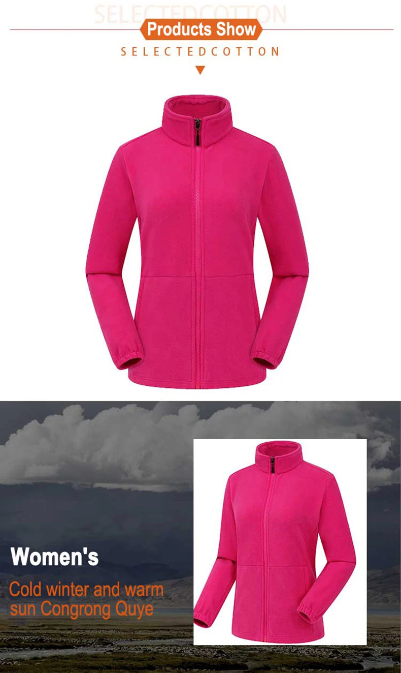 JNLN Winter Polar Fleece Jackets Women Windproof Thermal Soft Shell Jacket Outdoor Hiking Camping Skiing Climbing Warm Coat