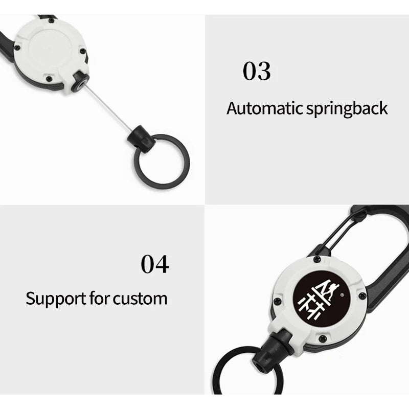 Outdoor Automatic Retractable Wire Rope Keychain Anti-theft Rope for Backpack Anti-loss Keychain with spring Camping Equipment