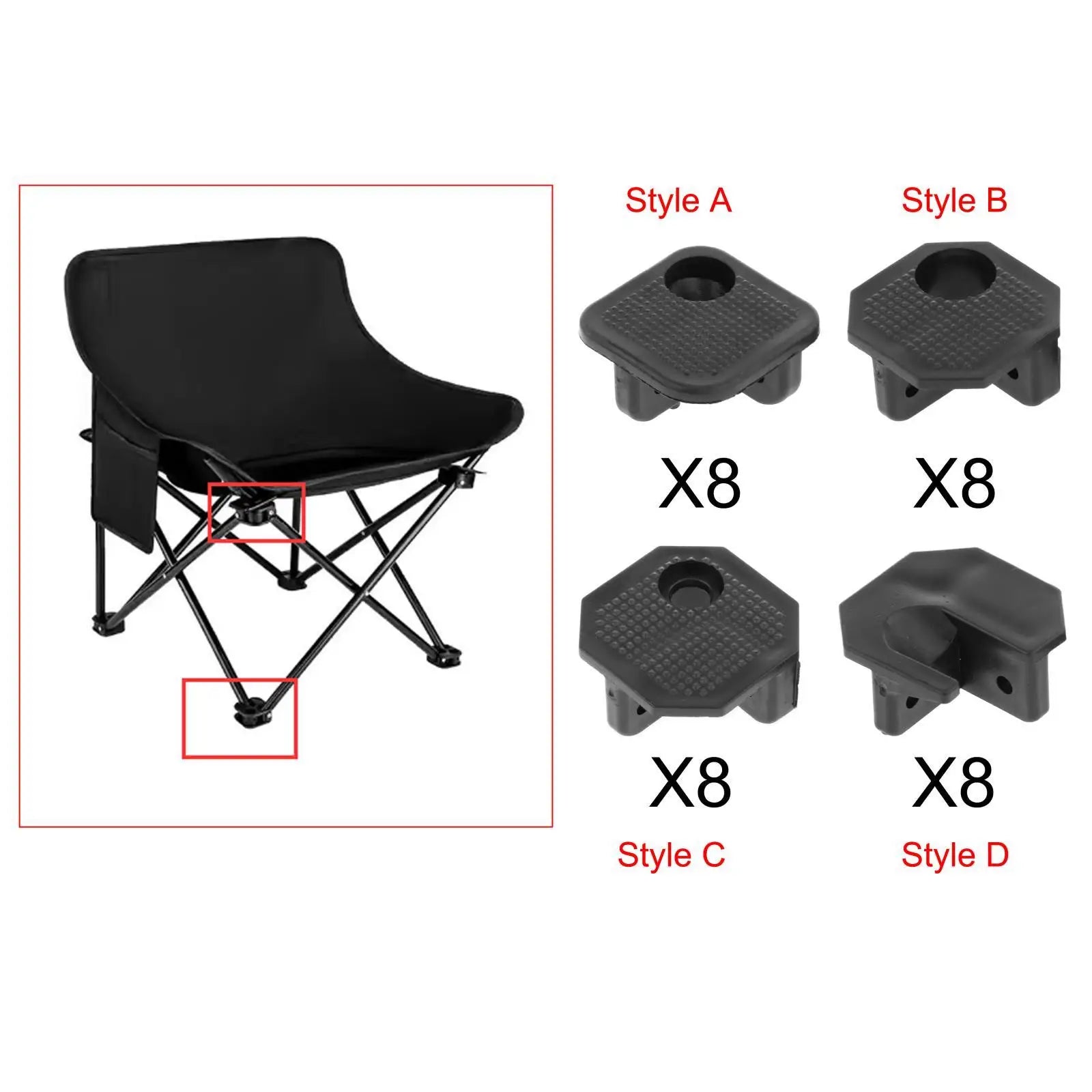 8x Camping Chair Connectors Portable Waterproof Replacement Parts for Outdoor Backpacking Chair Stool Camping Table Folded Chair