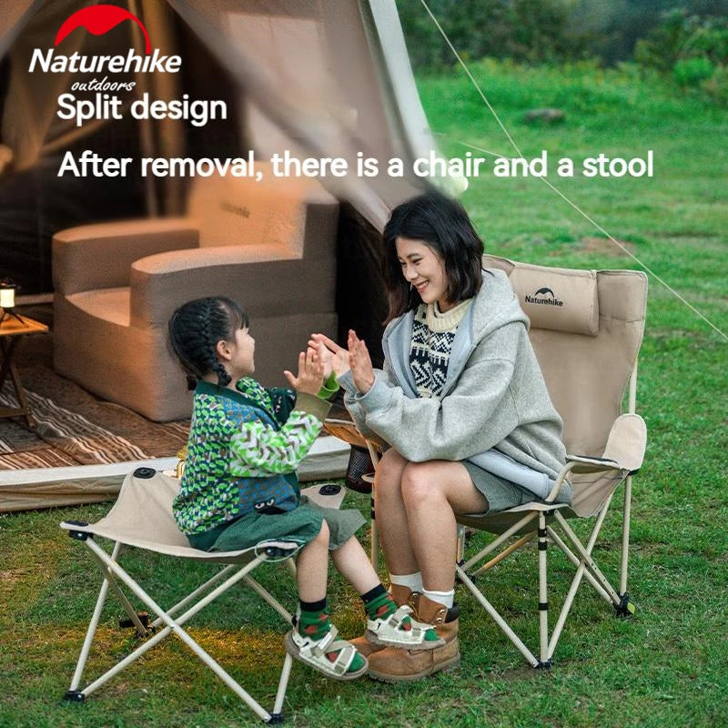 Naturehike Folding Lounge Chair Detachable Stool Table Adjustable Height for Camping Outdoor Fishing Portable Armchair Recliner