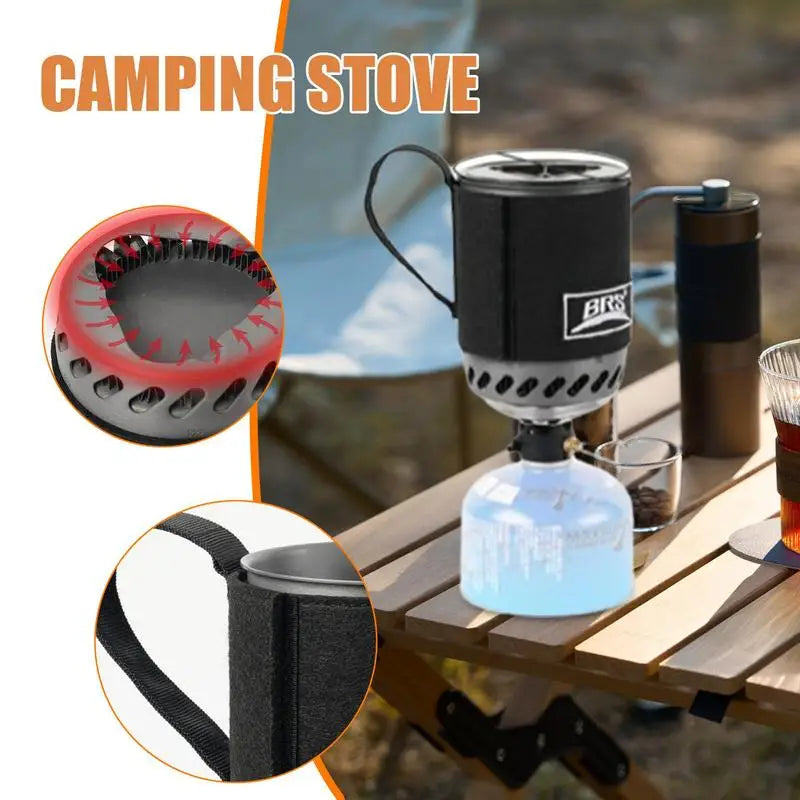 BRS 61 Jet Boil Camping Pot Stove With Heat Exchanger Portable Gas Stove Quick Burn Coffee Cup Furnace Backpacking Camp Burner